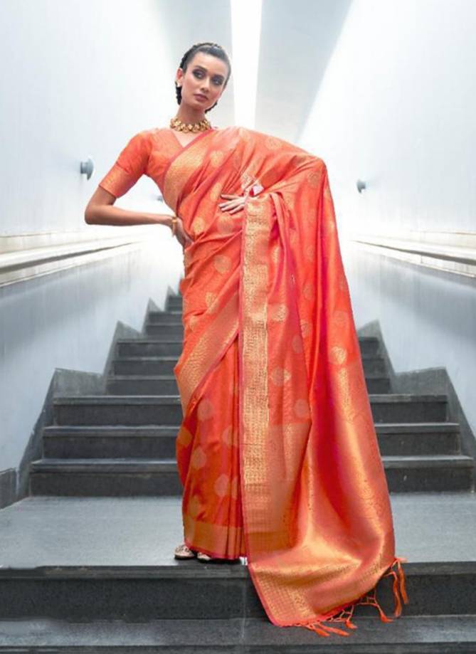 Rajtex Korani Silk Latest Fancy Festiv wear Heavy Cording With Golden Pallu Designer Handloom Self Weaving Silk Saree Collection